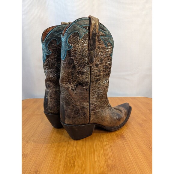 Dan Post Brown and Blue Heeled Boots - Picture 1 of 8